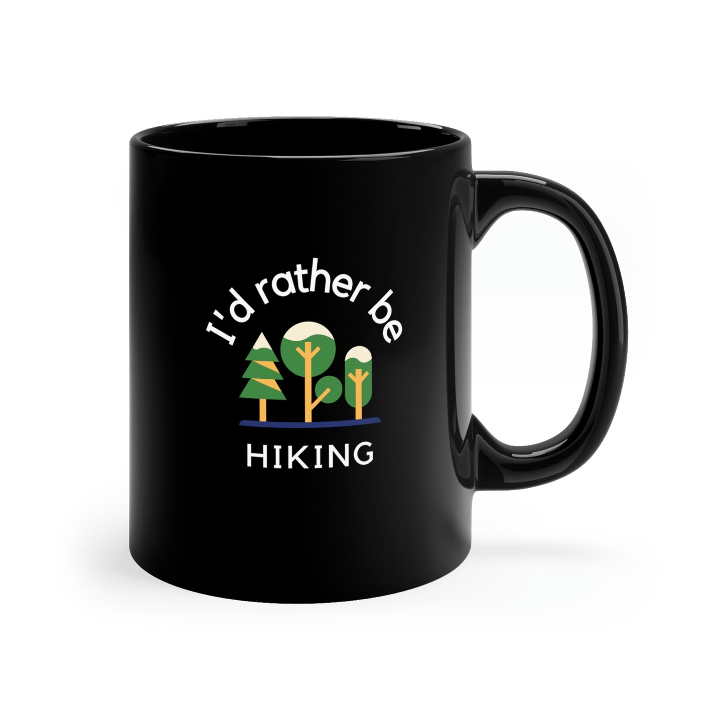 Hiking themed black ceramic mug