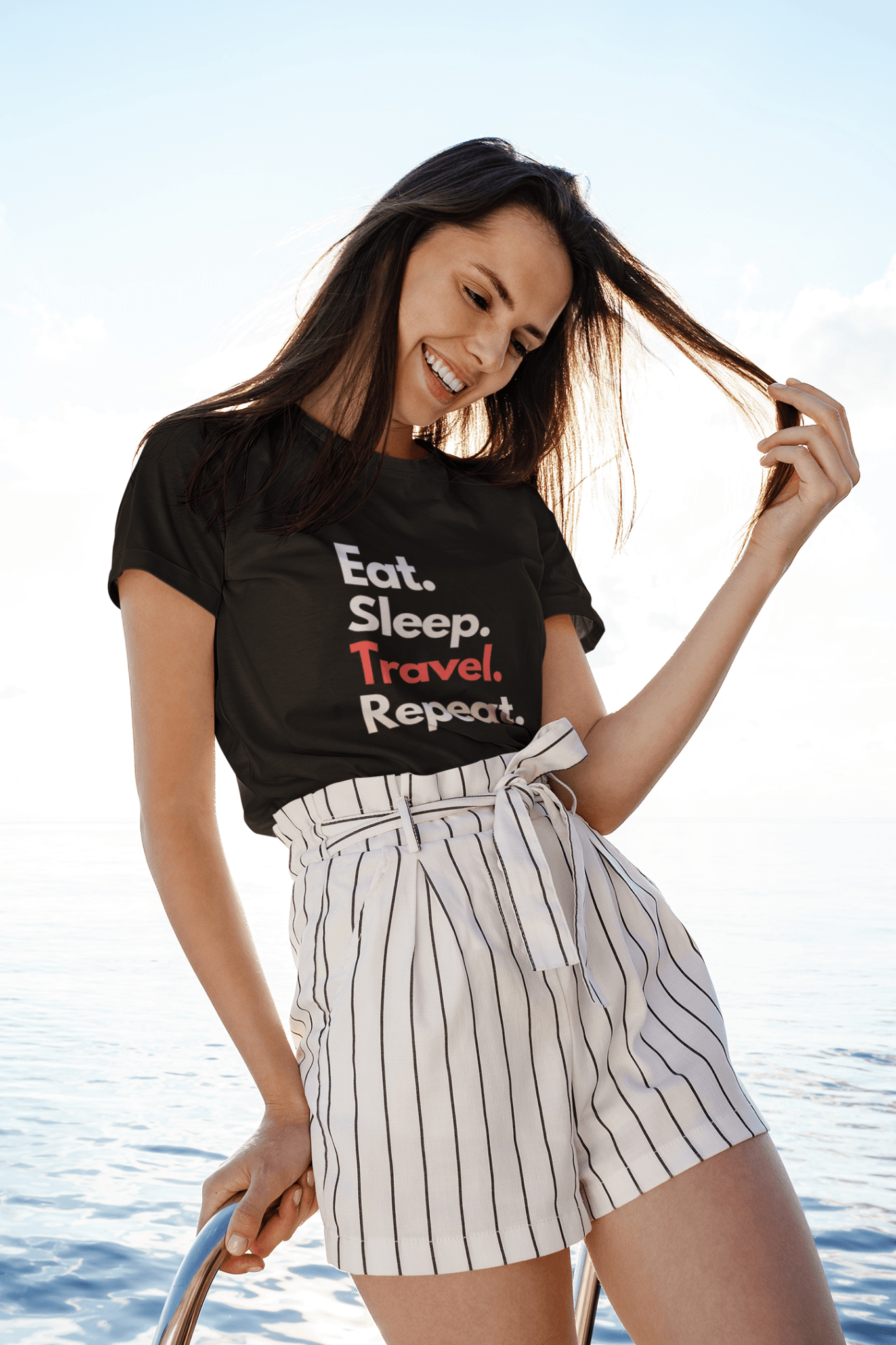 Eat Sleep Travel Repeat Graphic T-Shirt